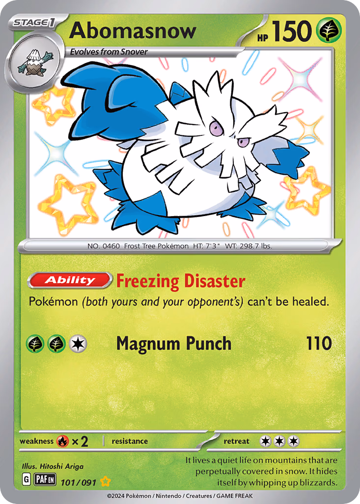 Abomasnow Pokemon card (101/091, Paldean Fates)