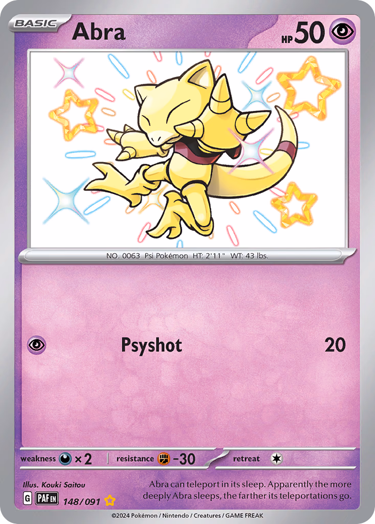 Abra Pokemon card (148/091, Paldean Fates)