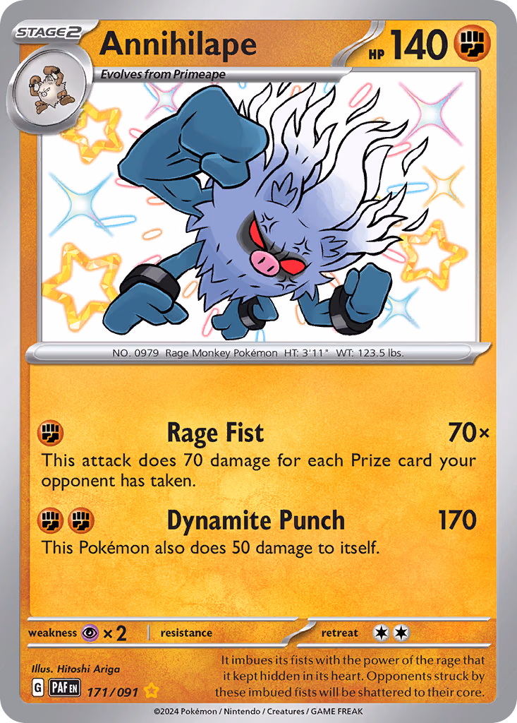 Annihilape Pokemon card (171/091, Paldean Fates)