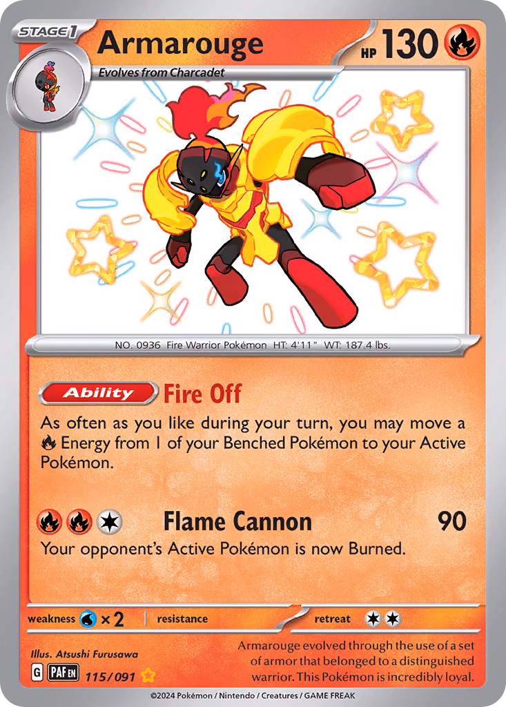 Armarouge Pokemon card (115/091, Paldean Fates)