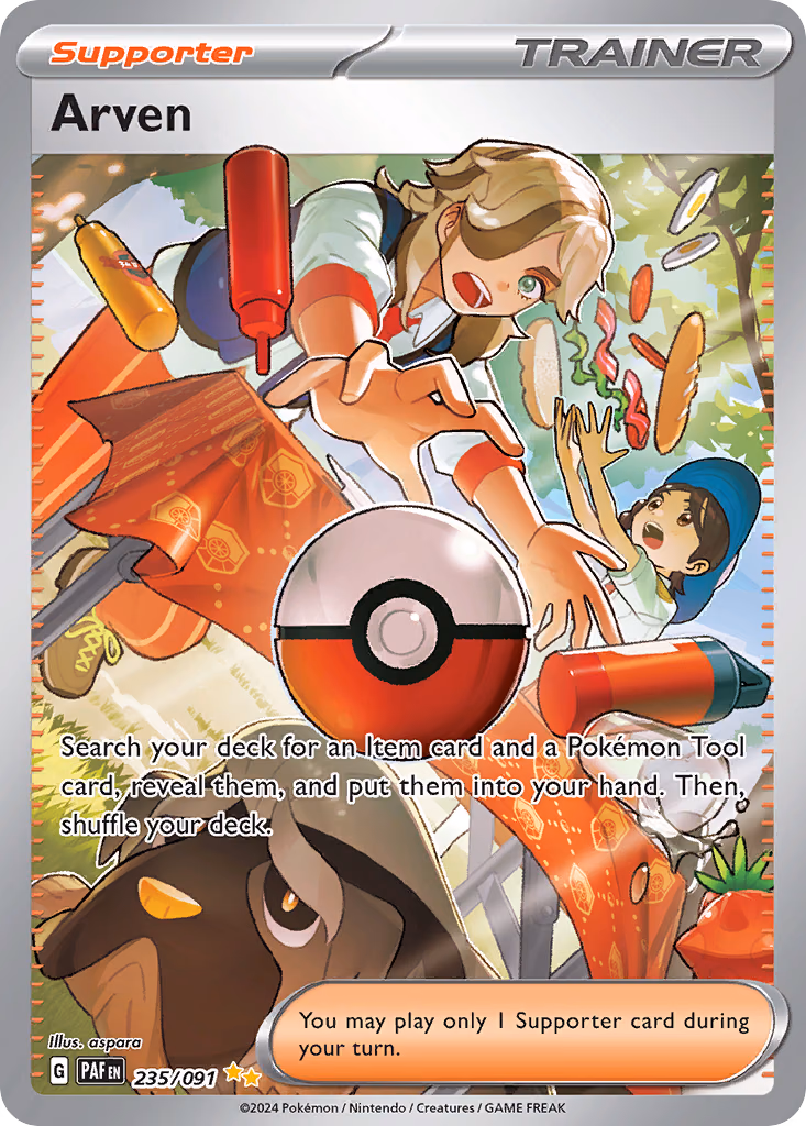 Arven Pokemon card (235/091, Paldean Fates)