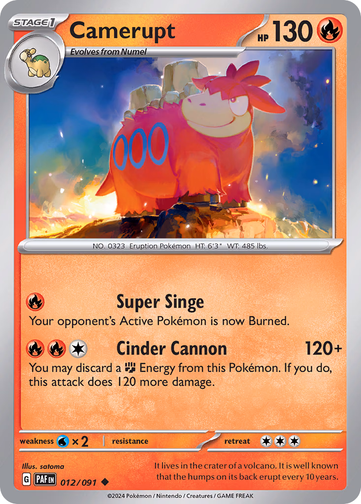 Camerupt Pokemon card (012/091, Paldean Fates)