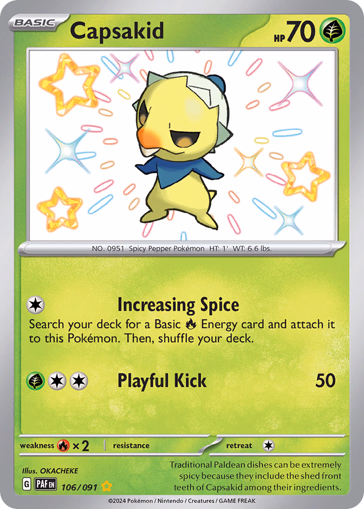 Capsakid Pokemon card (106/091, Paldean Fates)