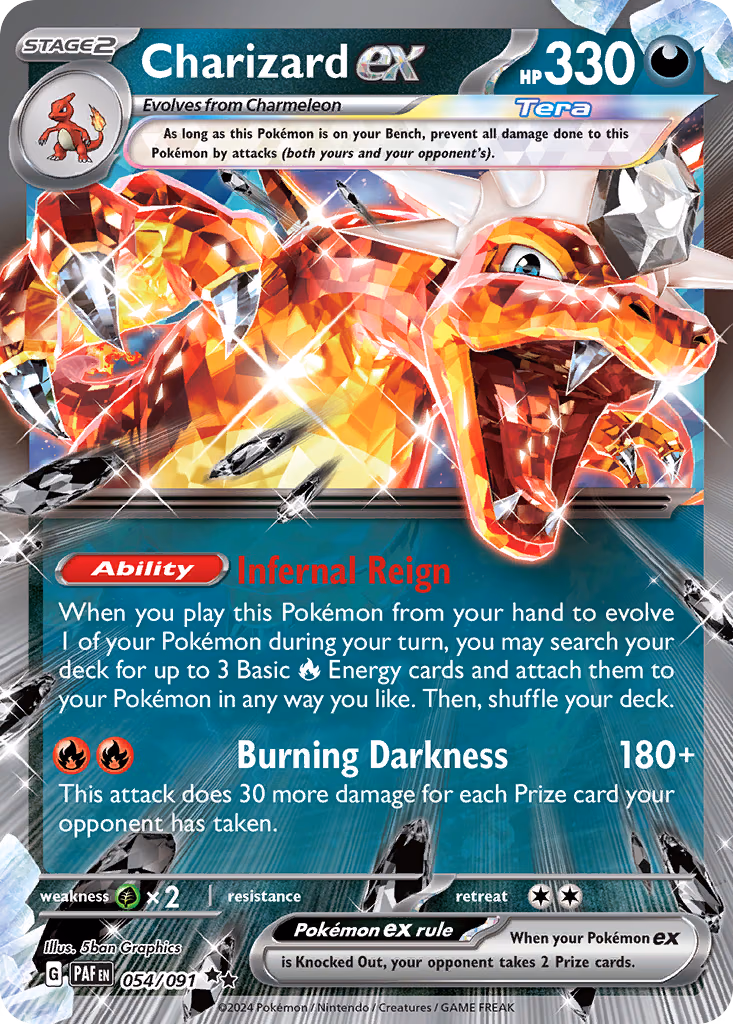 Charizard ex Pokemon card (054/091, Paldean Fates)