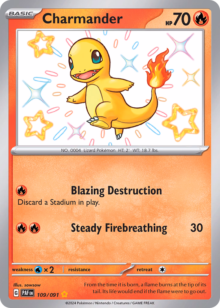 Charmander Pokemon card (109/091, Paldean Fates)