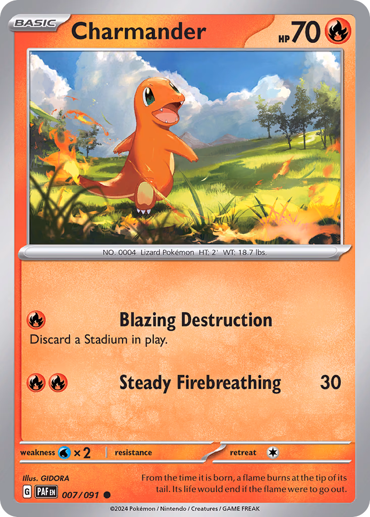 Charmander Pokemon card (007/091, Paldean Fates)