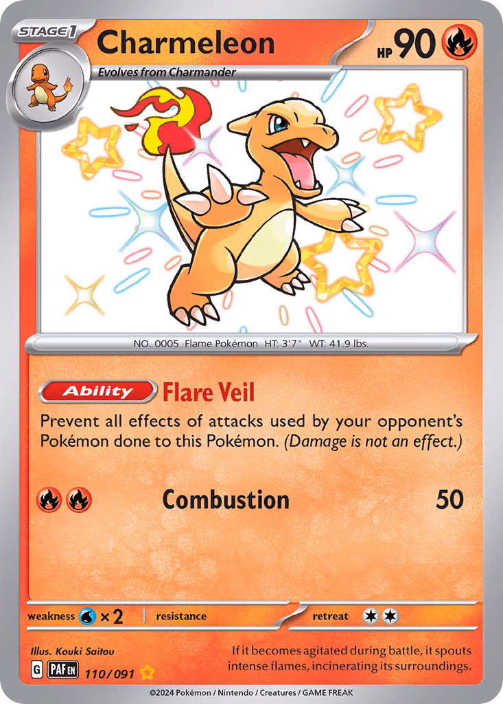 Charmeleon Pokemon card (110/091, Paldean Fates)