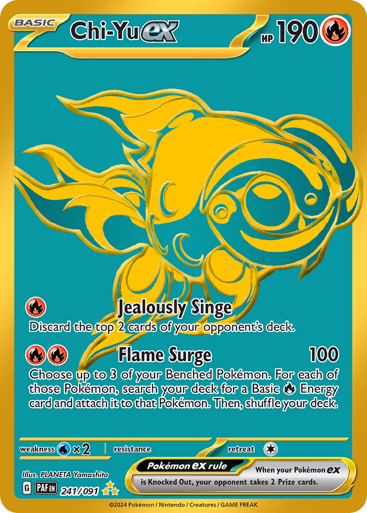 Chi-Yu ex Pokemon card (241/091, Paldean Fates)