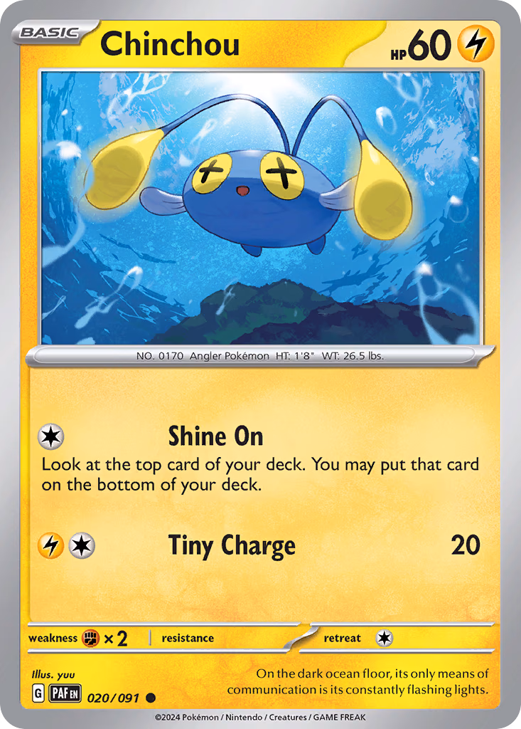 Chinchou Pokemon card (020/091, Paldean Fates)