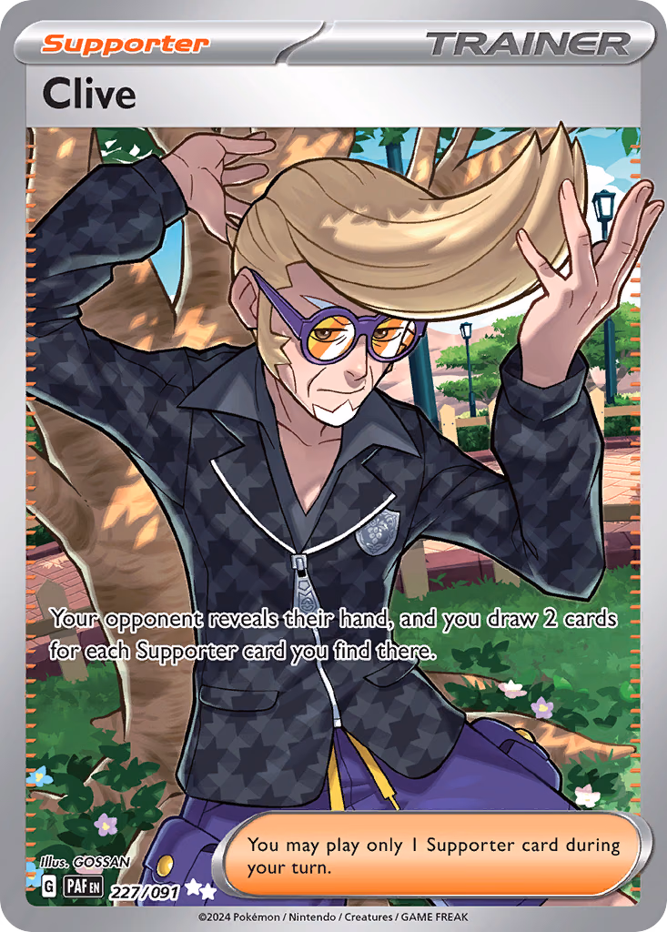 Clive Pokemon card (227/091, Paldean Fates)