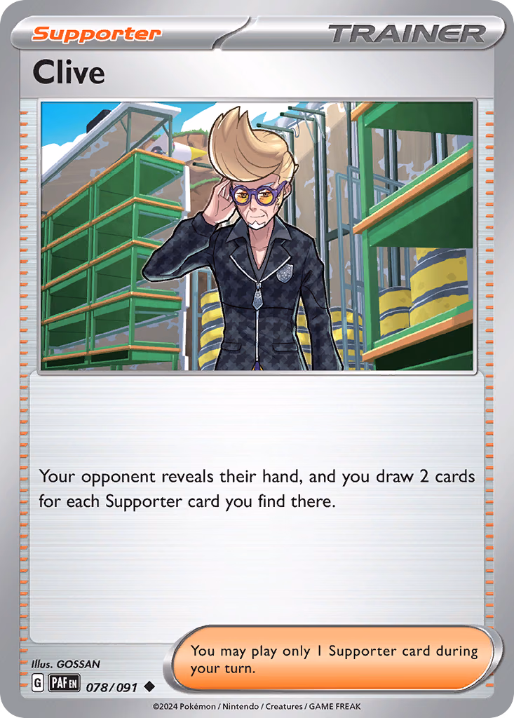 Clive Pokemon card (078/091, Paldean Fates)