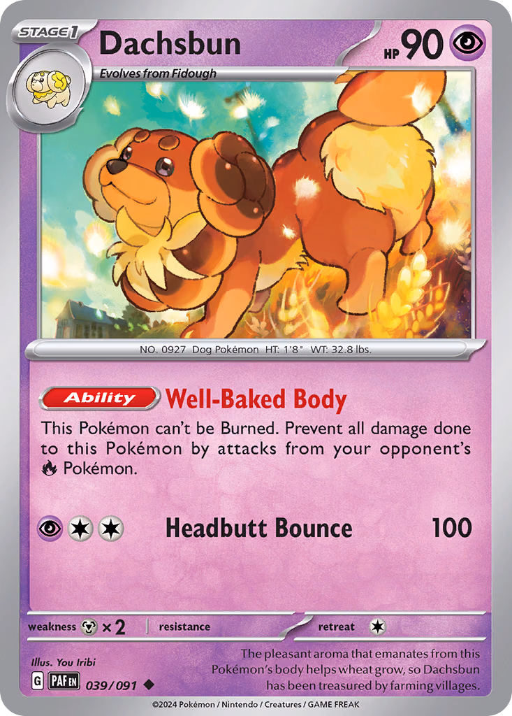 Dachsbun Pokemon card (039/091, Paldean Fates)