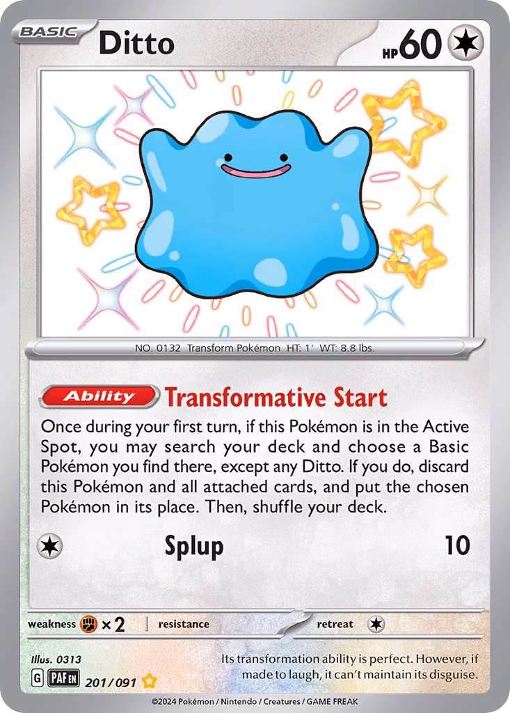 Ditto Pokemon card (201/091, Paldean Fates)