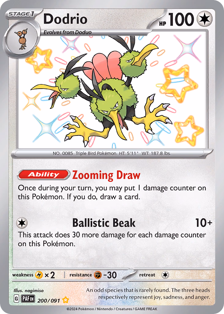 Dodrio Pokemon card (200/091, Paldean Fates)