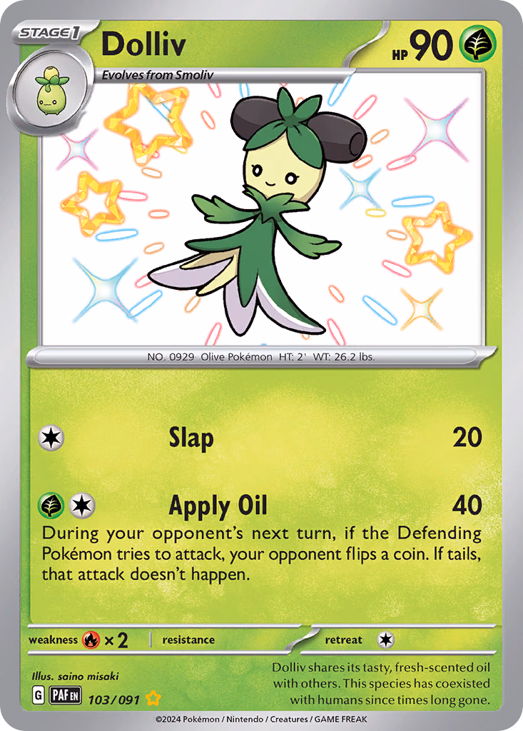 Dolliv Pokemon card (103/091, Paldean Fates)