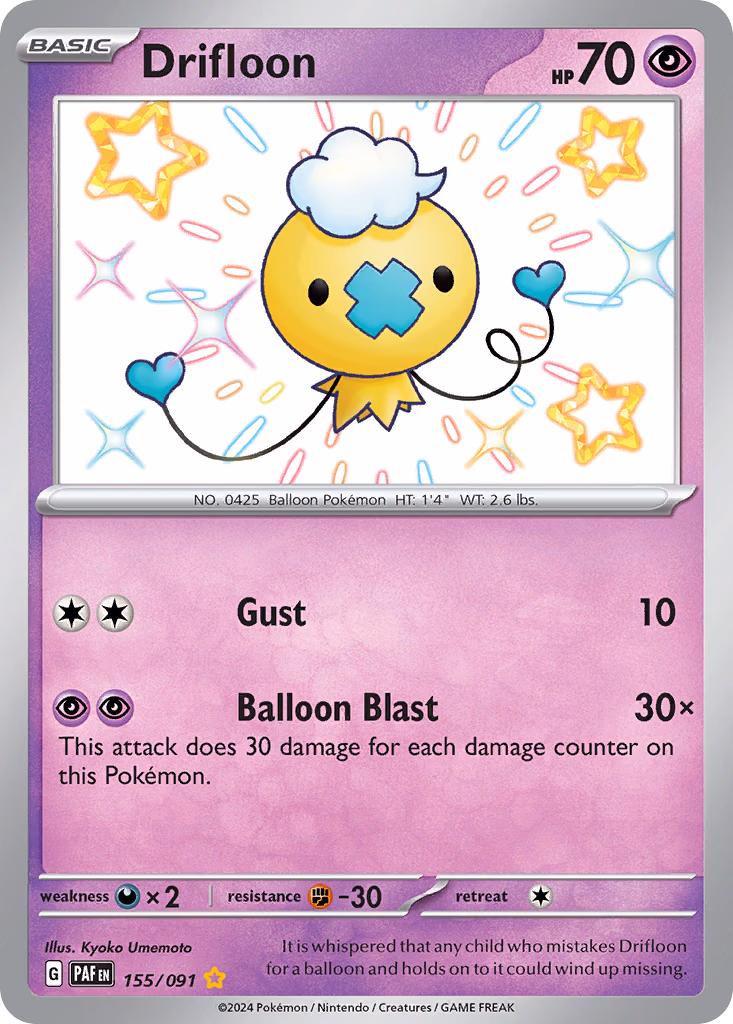 Drifloon Pokemon card (155/091, Paldean Fates)