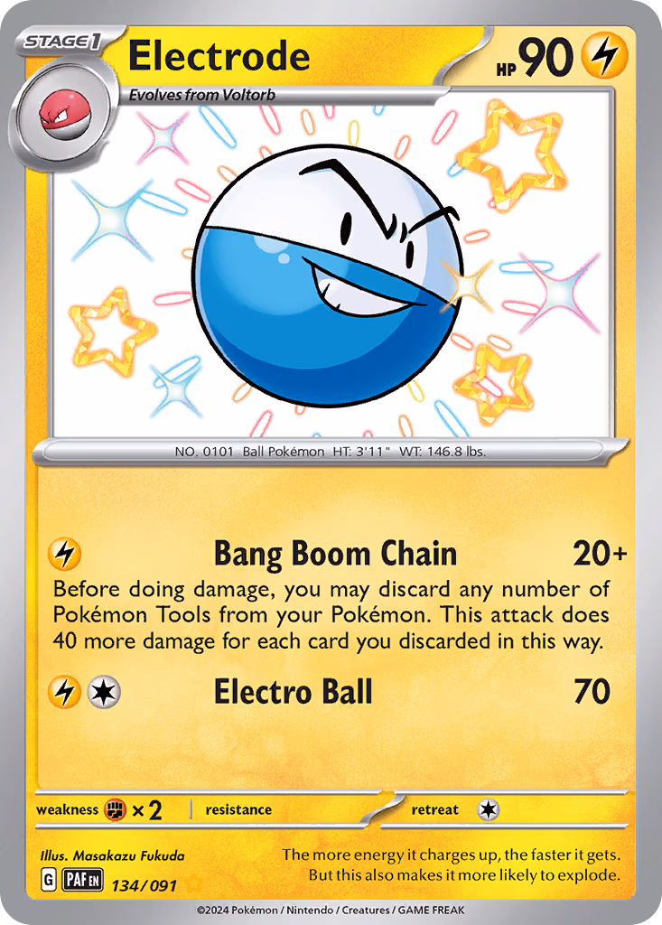 Electrode Pokemon card (134/091, Paldean Fates)