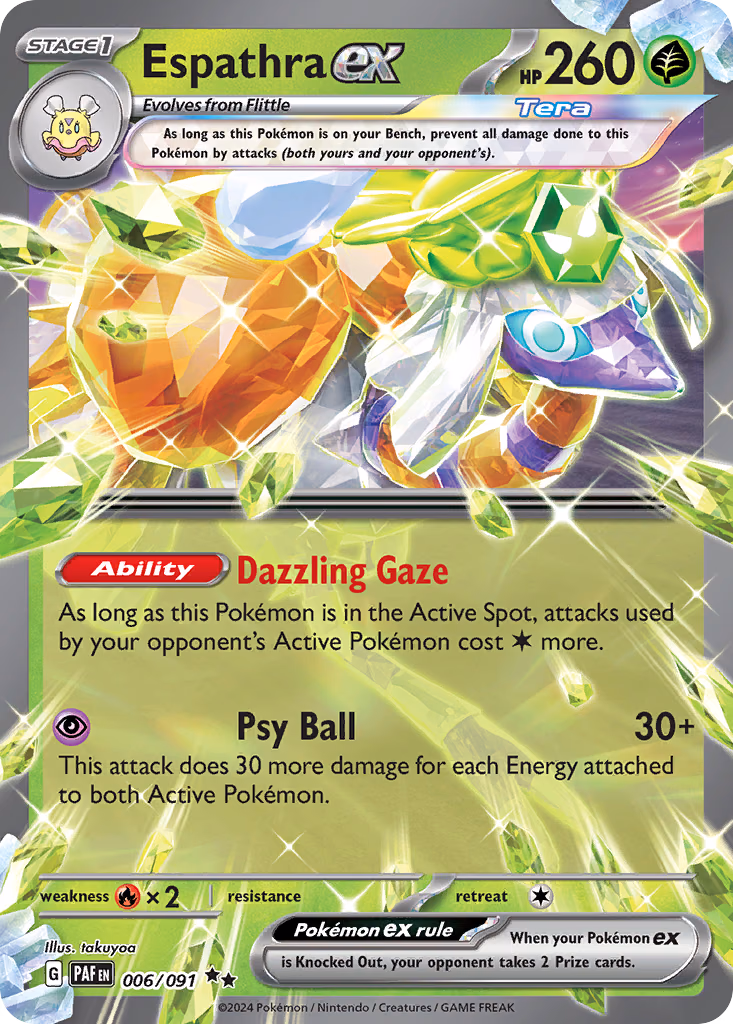 Espathra ex Pokemon card (006/091, Paldean Fates)