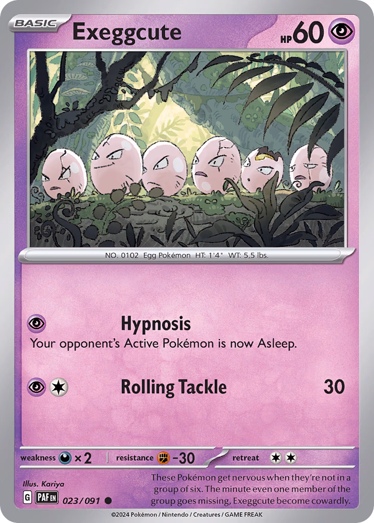 Exeggcute Pokemon card (023/091, Paldean Fates)