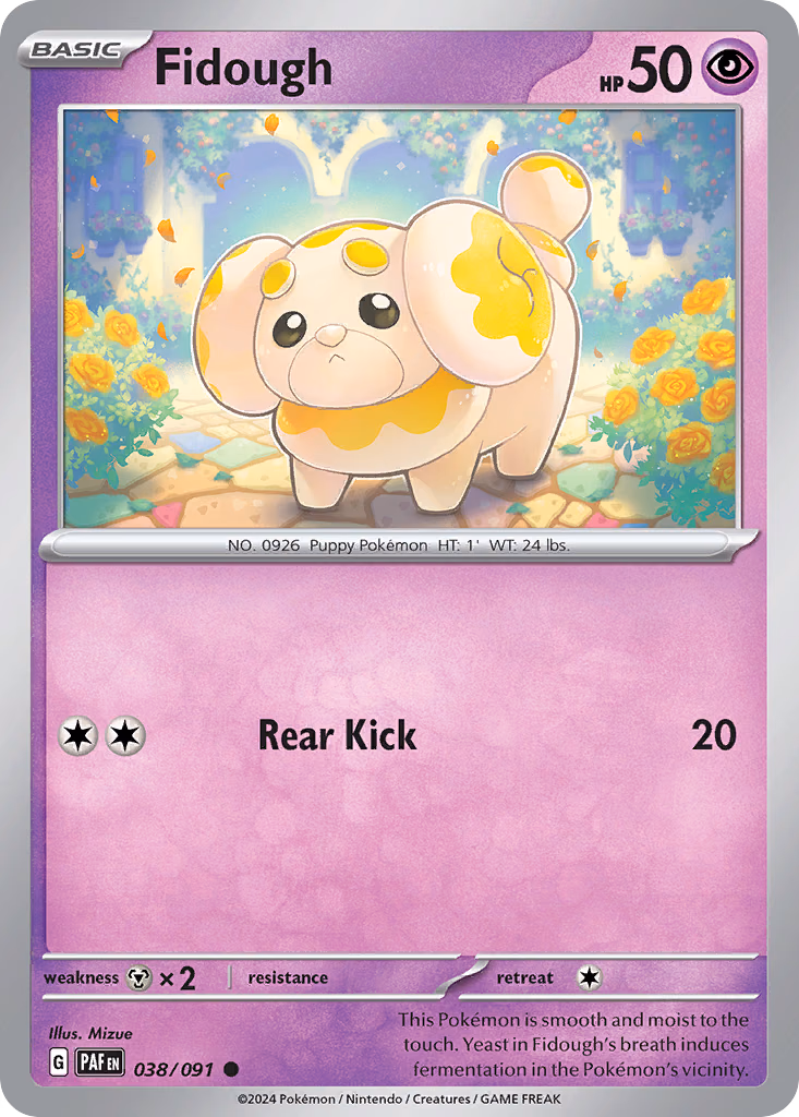 Fidough Pokemon card (038/091, Paldean Fates)