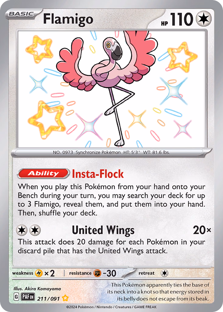 Flamigo Pokemon card (211/091, Paldean Fates)
