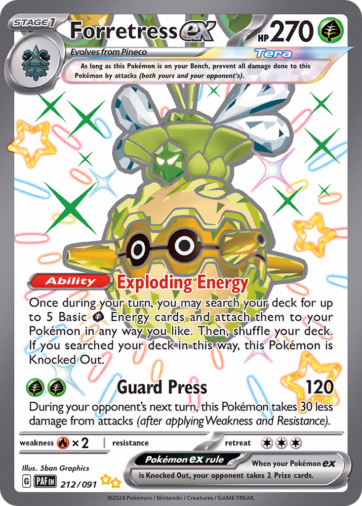 Forretress ex Pokemon card (212/091, Paldean Fates)