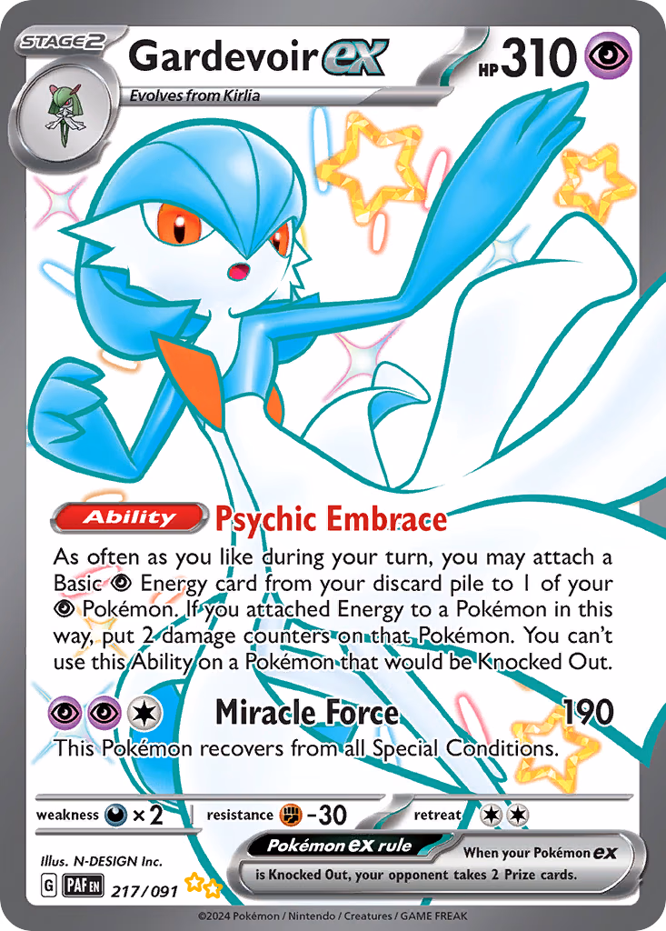 Gardevoir ex Pokemon card (217/091, Paldean Fates)