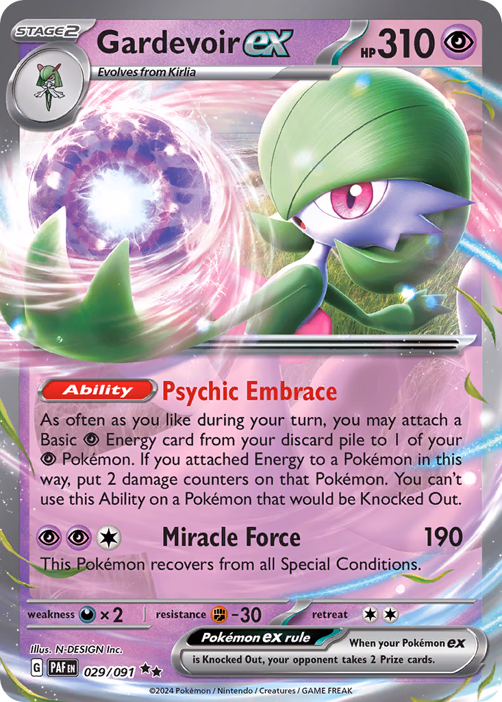 Gardevoir ex Pokemon card (029/091, Paldean Fates)