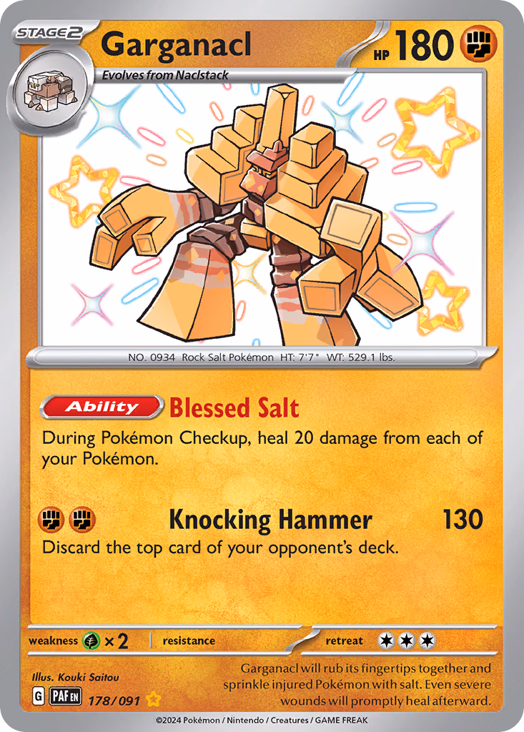 Garganacl Pokemon card (178/091, Paldean Fates)