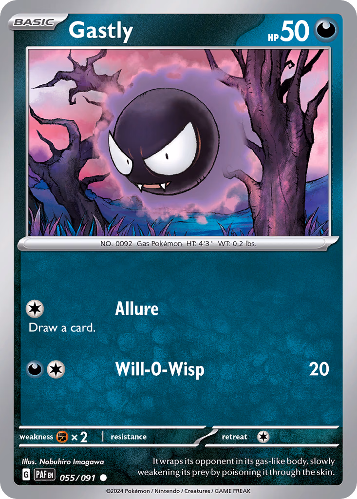 Gastly Pokemon card (055/091, Paldean Fates)