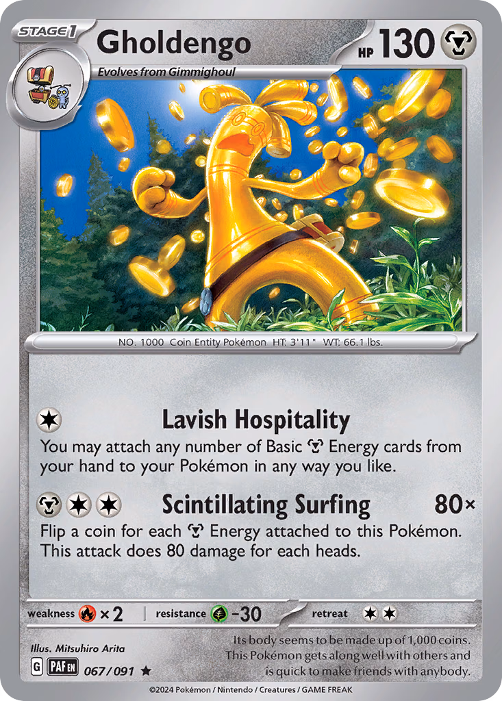 Gholdengo Pokemon card (067/091, Paldean Fates)