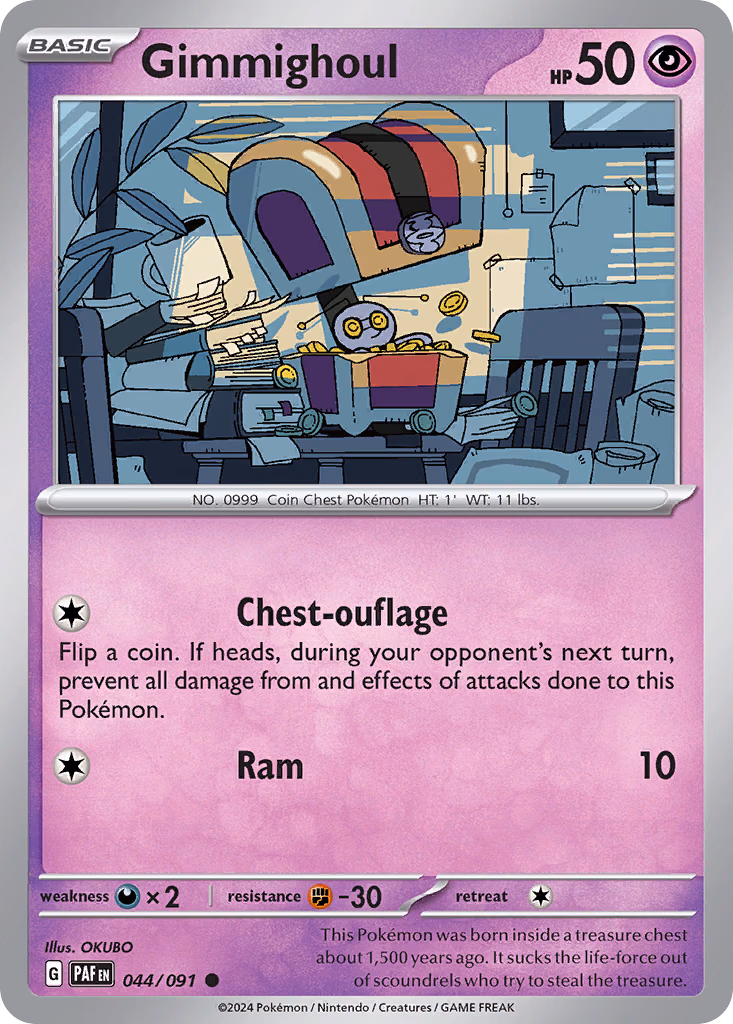 Gimmighoul Pokemon card (044/091, Paldean Fates)