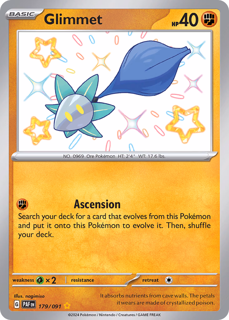 Glimmet Pokemon card (179/091, Paldean Fates)