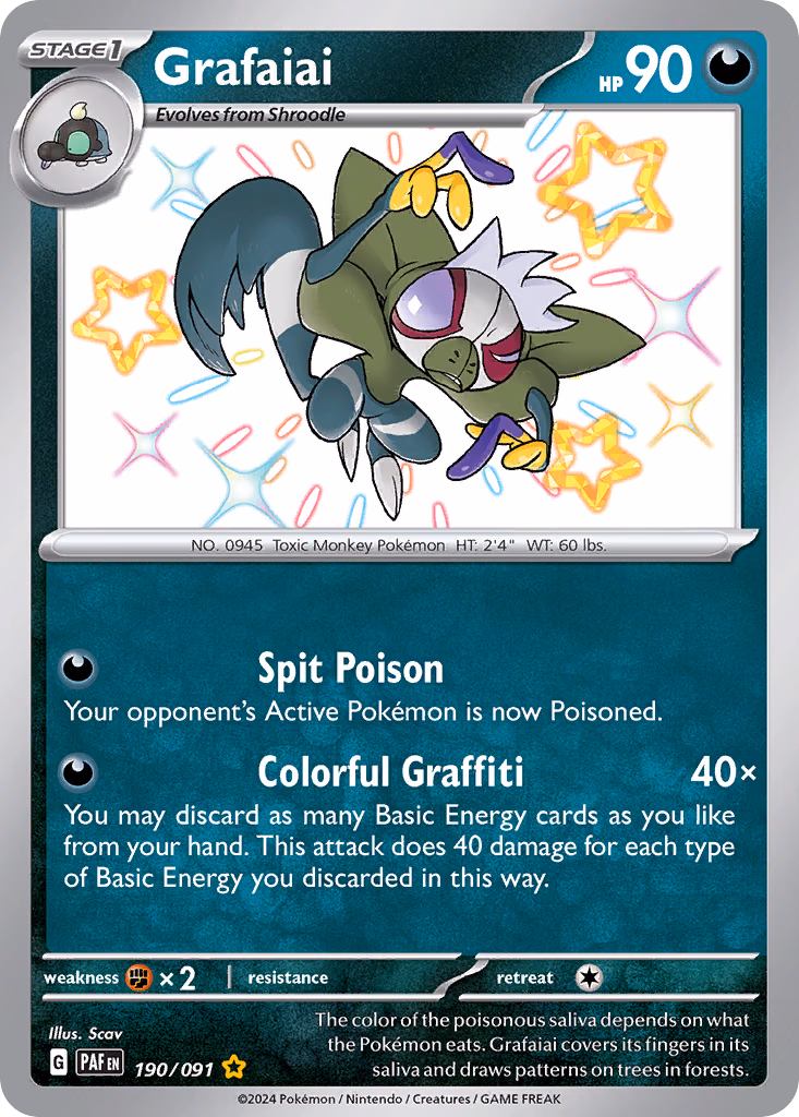 Grafaiai Pokemon card (190/091, Paldean Fates)