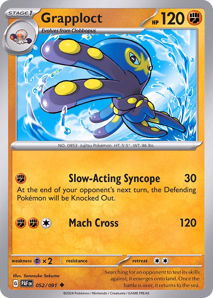 Grapploct Pokemon card (052/091, Paldean Fates)