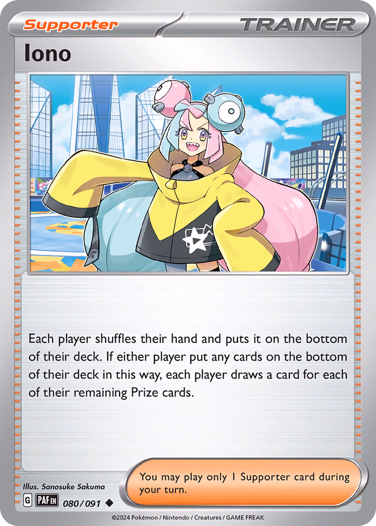 Iono Pokemon card (080/091, Paldean Fates)