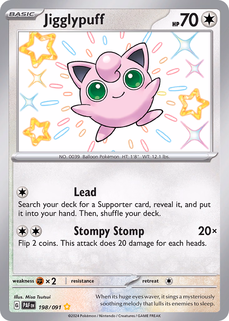 Jigglypuff Pokemon card (198/091, Paldean Fates)