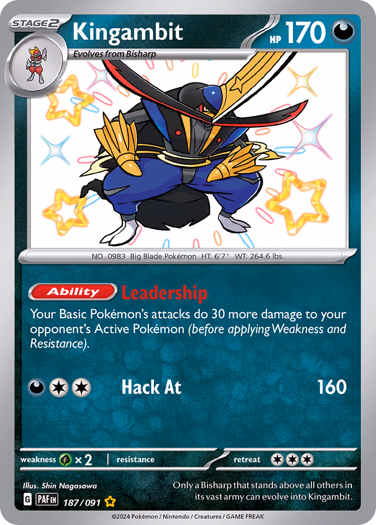 Kingambit Pokemon card (187/091, Paldean Fates)