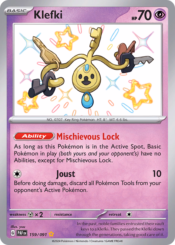 Klefki Pokemon card (159/091, Paldean Fates)