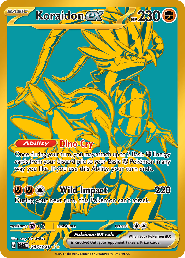 Koraidon ex Pokemon card (245/091, Paldean Fates)