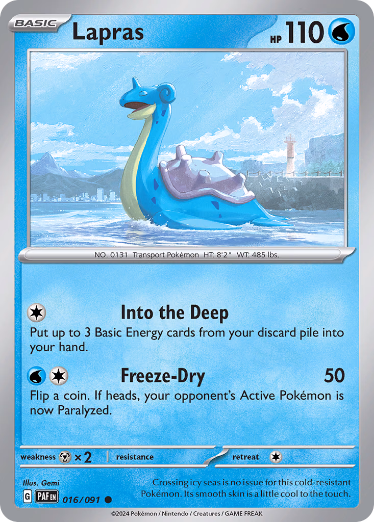 Lapras Pokemon card (016/091, Paldean Fates)