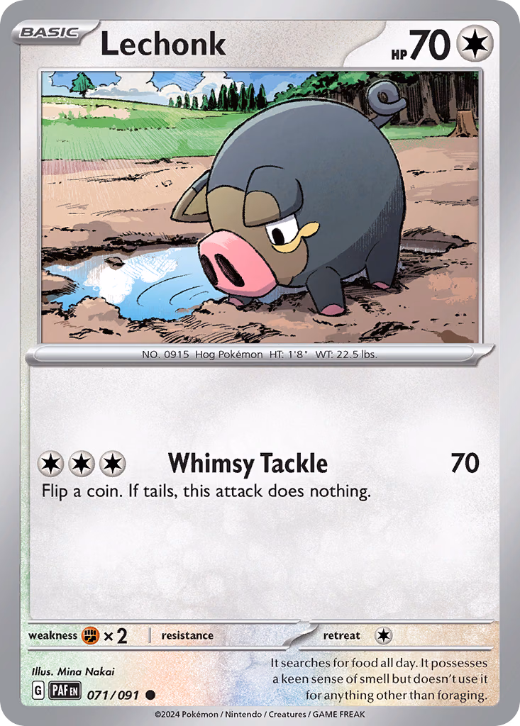 Lechonk Pokemon card (071/091, Paldean Fates)