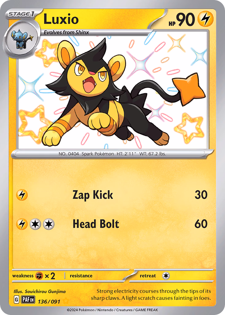 Luxio Pokemon card (136/091, Paldean Fates)