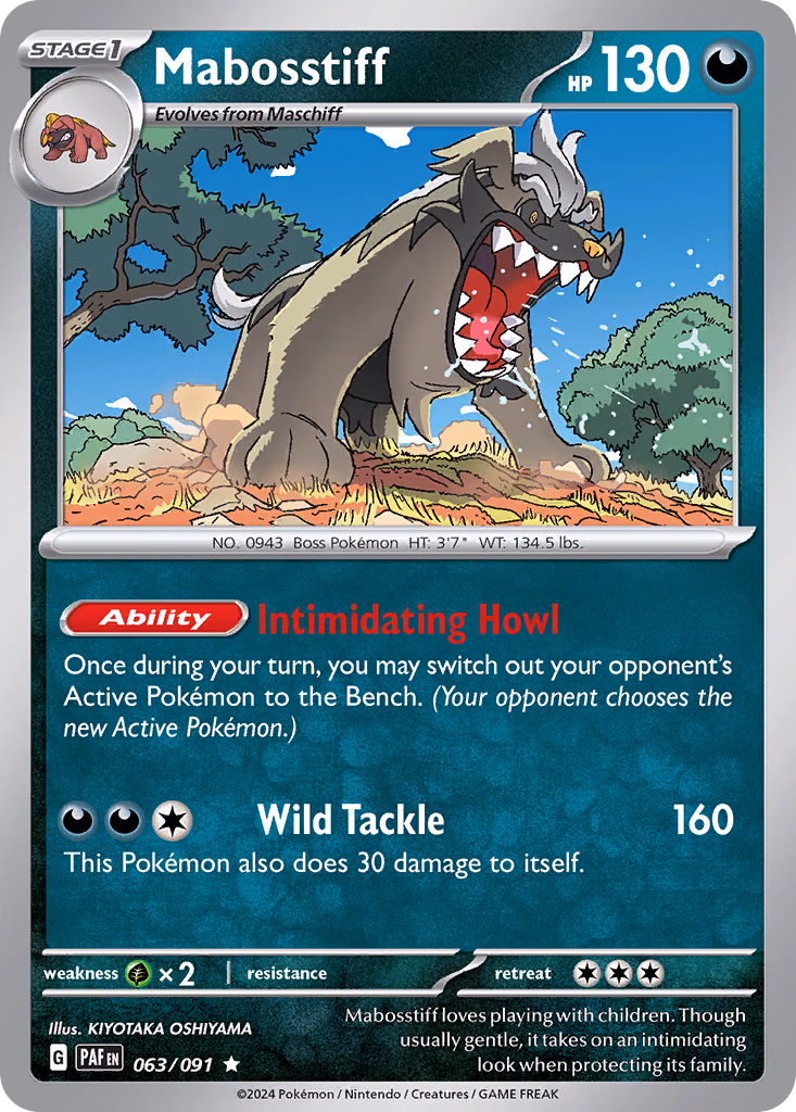 Mabosstiff Pokemon card (063/091, Paldean Fates)