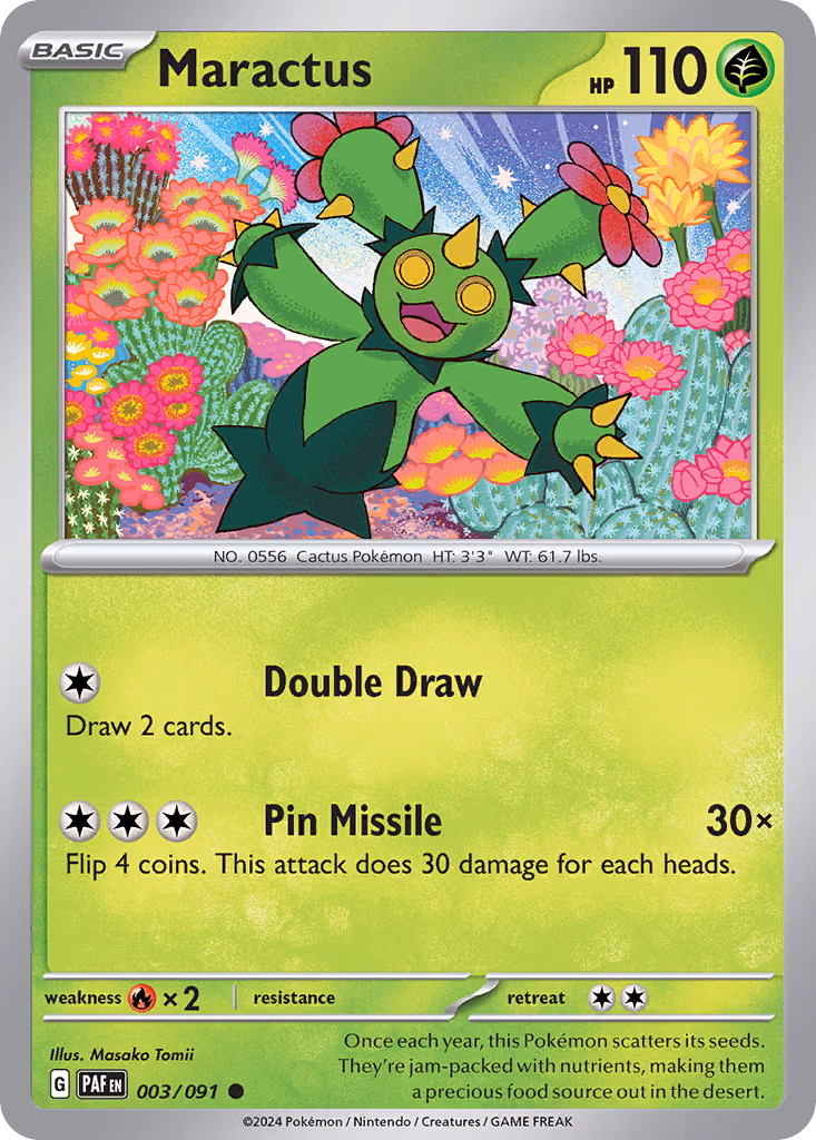 Maractus Pokemon card (003/091, Paldean Fates)