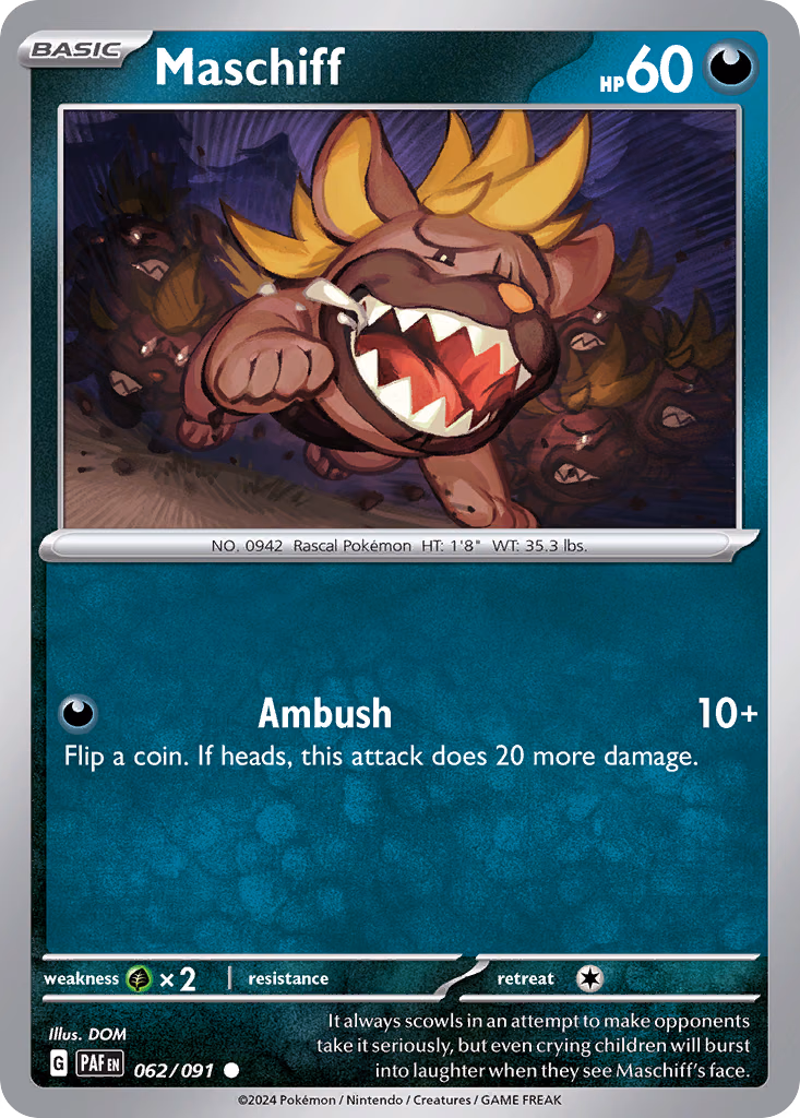 Maschiff Pokemon card (062/091, Paldean Fates)