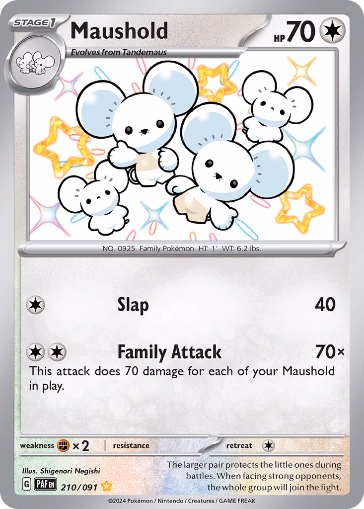 Maushold Pokemon card (210/091, Paldean Fates)