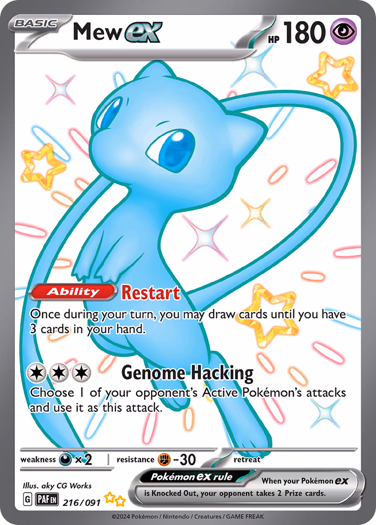 Mew ex Pokemon card (216/091, Paldean Fates)