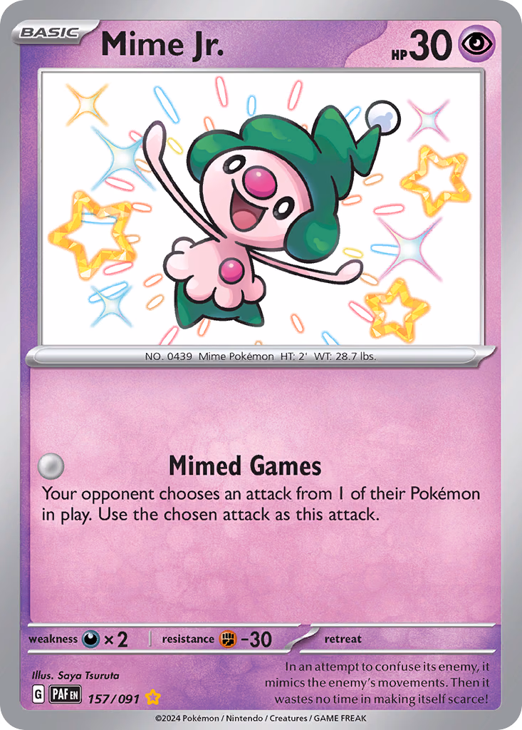 Mime Jr. Pokemon card (157/091, Paldean Fates)