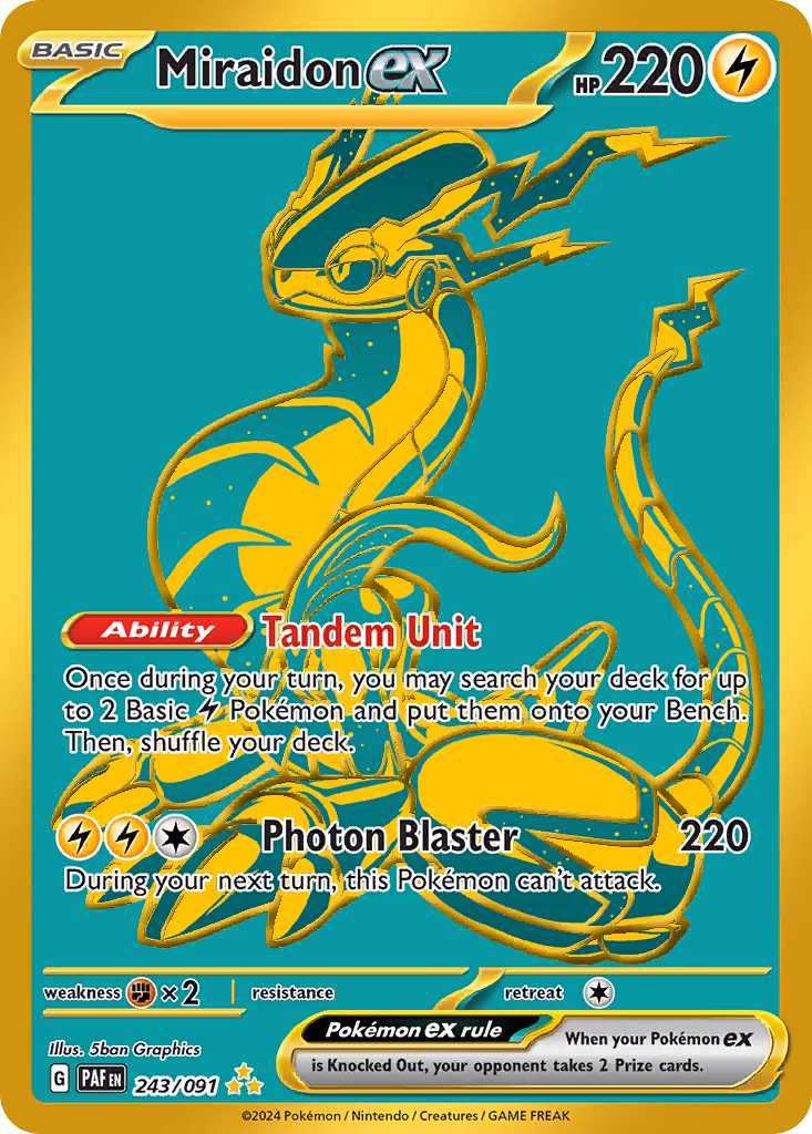 Miraidon ex Pokemon card (243/091, Paldean Fates)